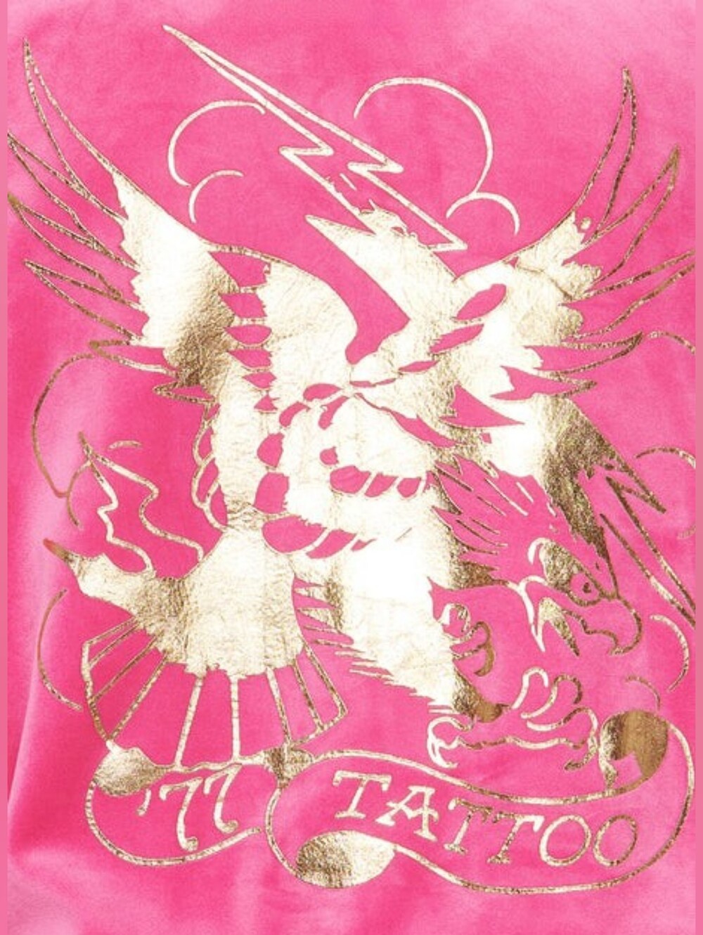 LOT ED HARDY Pink Velour Tracksuit HOODIE & JOGGERS Womens 1X - Picture 7 of 9